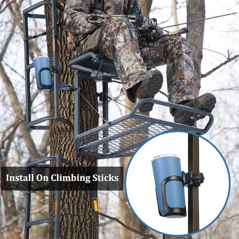 Huntury Cup Holder for Treestand Hunting, Easy Clamps On Tree Stand Or Climbing Sticks, Bottle Holder for Hunting, Install No Drilling Or Tool Needed Package of 2 - Image 2